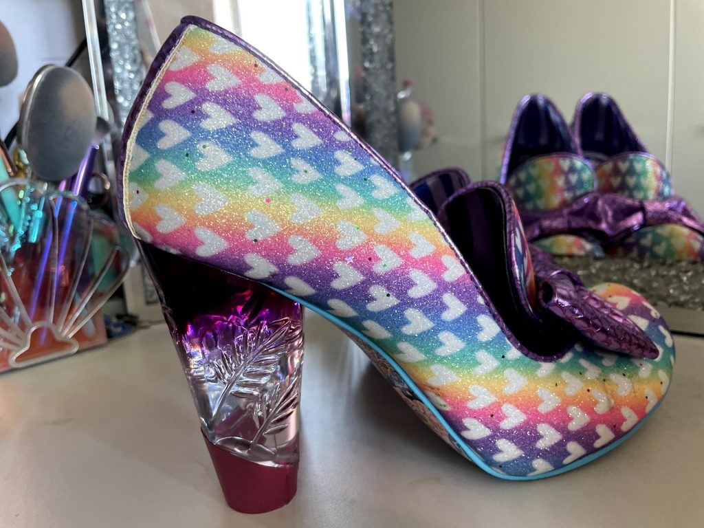 Irregular Choice Ozzo rainbow high heel sequin glitter ombre lucite iconic