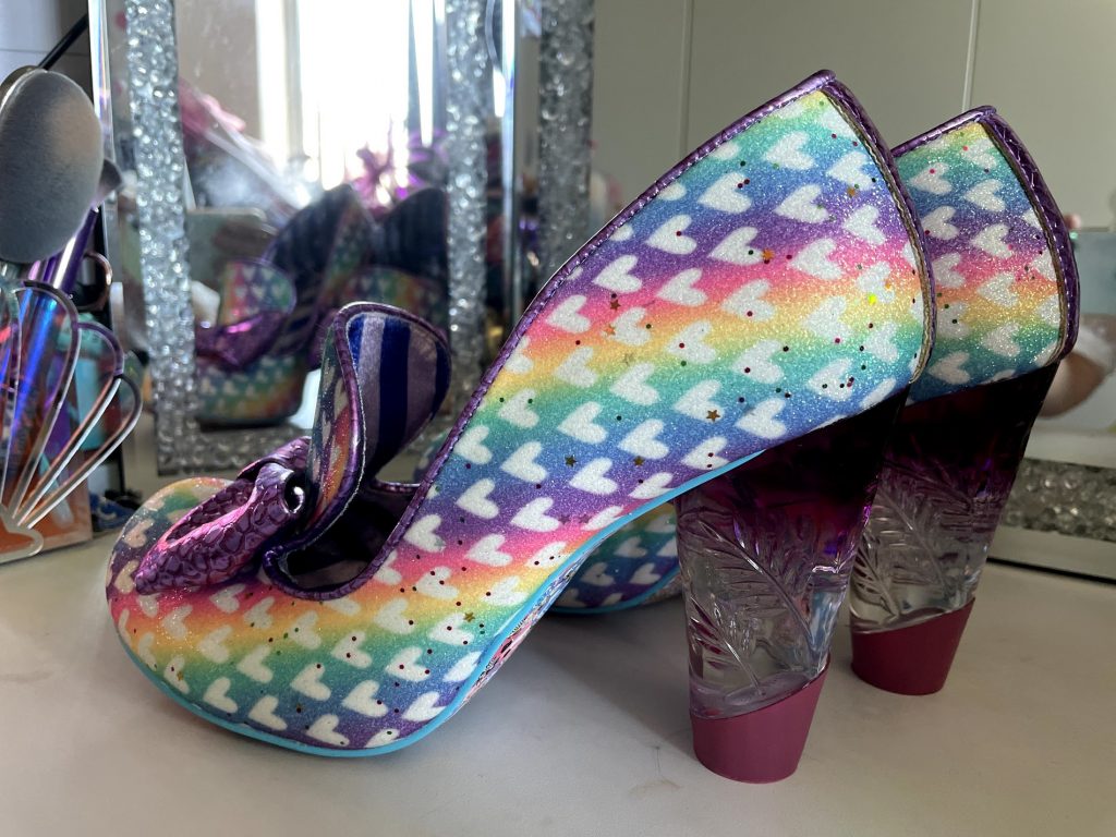 Irregular Choice Ozzo rainbow high heel sequin glitter ombre lucite iconic