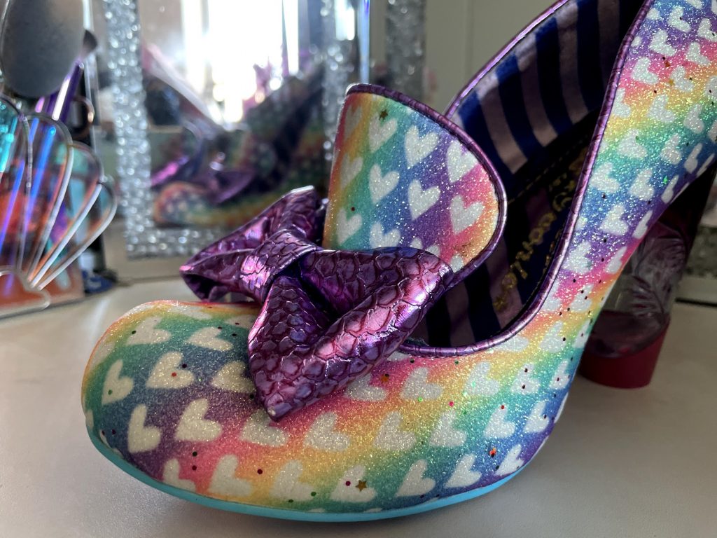 Irregular Choice Ozzo rainbow high heel sequin glitter ombre lucite iconic