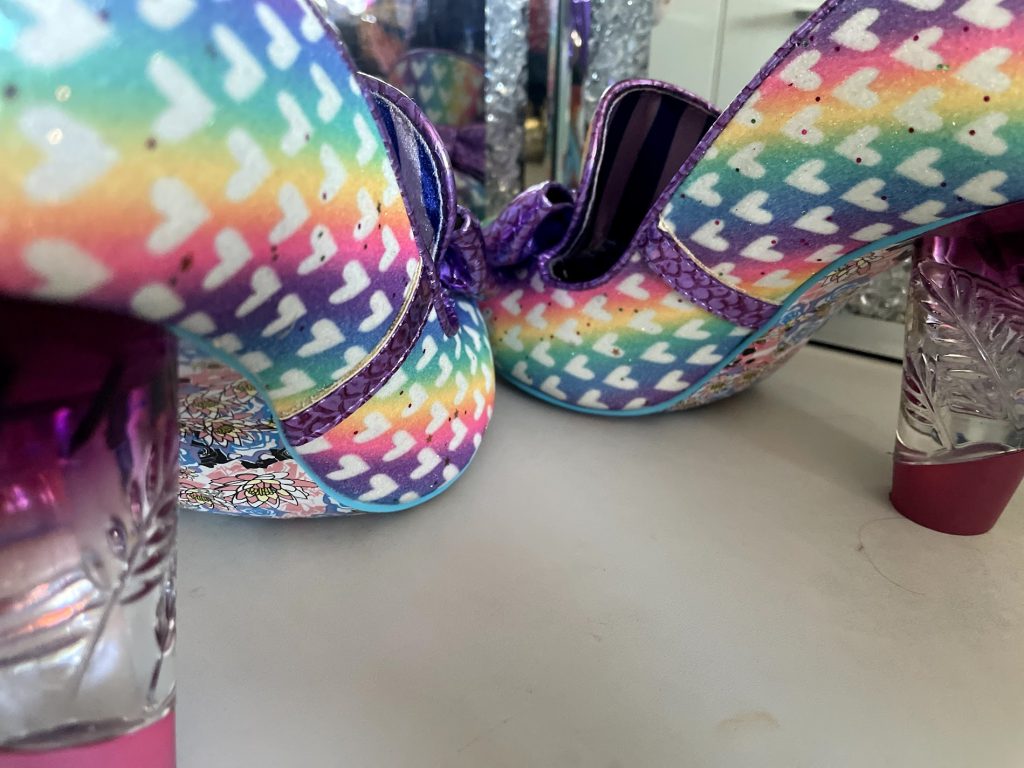 Irregular Choice Ozzo rainbow high heel sequin glitter ombre lucite iconic